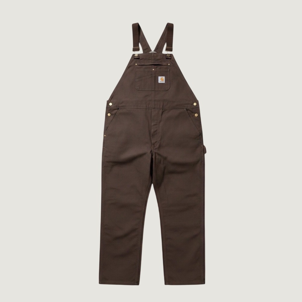 Carhartt 102776-DKB Men Brown Cotton Duck Bib canvas Overalls 48x30 Workwear